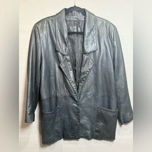 Etienne Aigner Vintage 90s Genuine Leather Oversized Blazer, Size 12
